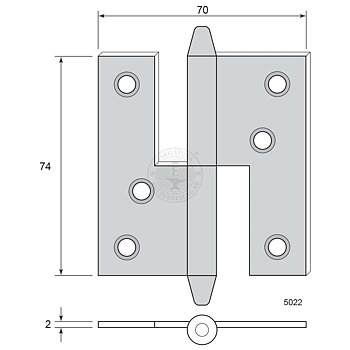 Gångjärn 74x70 5022