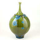 Isak Isaksson (2000s) Unique Vase with Green/Blue Crystalline Glaze 28 cm
