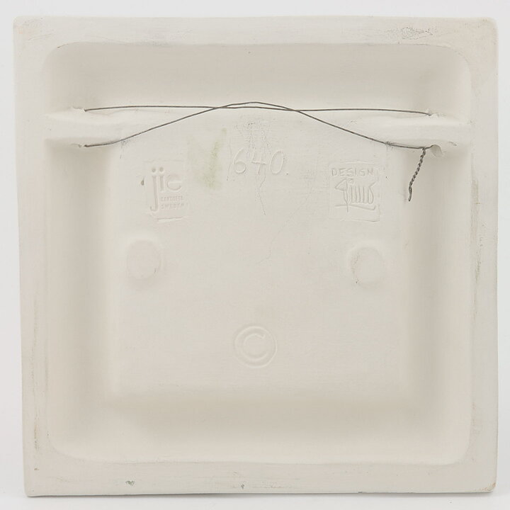 Aimo Nietosvuori (1970s) White Quadratic Wall Plaque with Houseware Motif 17 cm #640