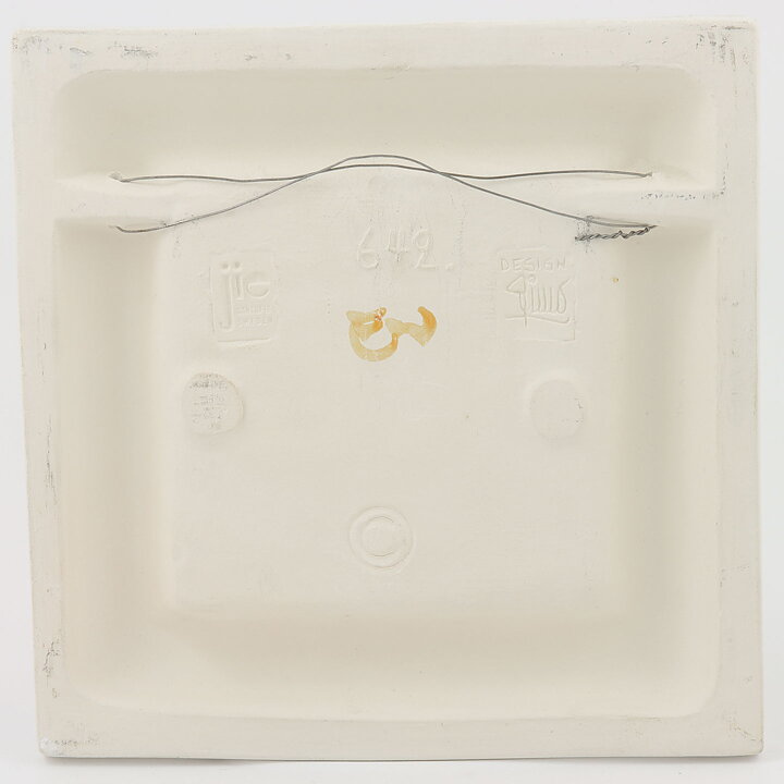 Aimo Nietosvuori (1970s) White Quadratic Wall Plaque with Houseware Motif 17 cm #642