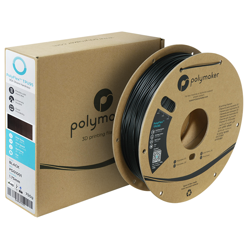 PolyFlex TPU-95A (1.75mm, 750g) - Black - 2
