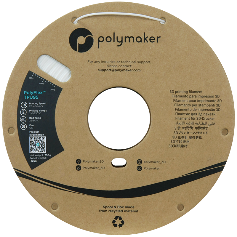 PolyFlex TPU-95A (1.75mm, 750g) - White