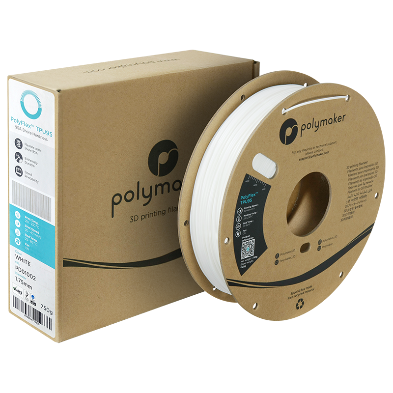 PolyFlex TPU-95A (1.75mm, 750g) - White - 2