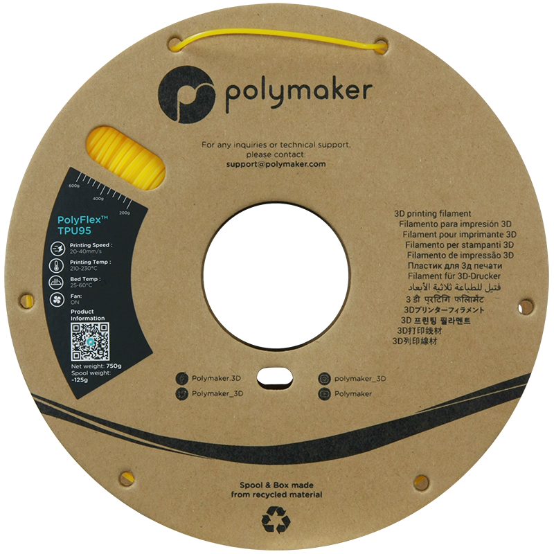 PolyFlex TPU-95A (1.75mm, 750g) - Yellow