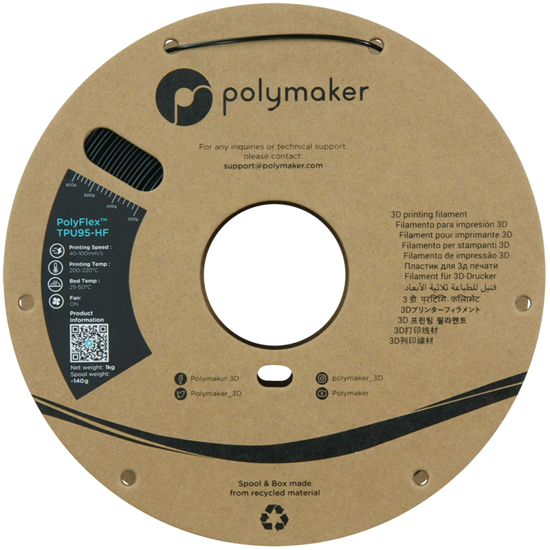 PolyFlex TPU-95-HF (1.75mm, 1Kg) - Black
