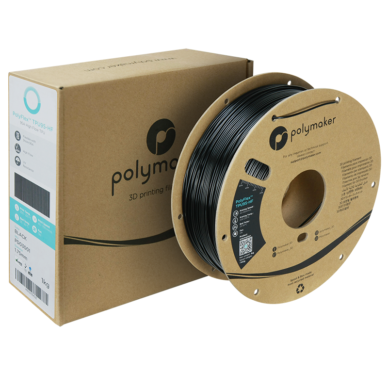 PolyFlex TPU-95-HF (1.75mm, 1Kg) - Black - 2