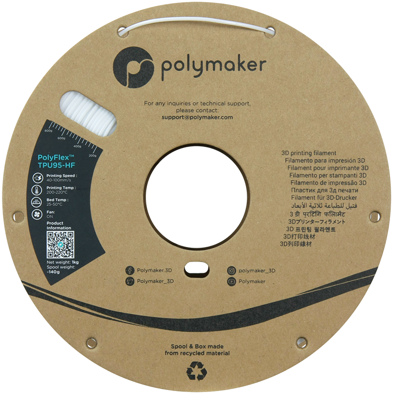 PolyFlex TPU-95-HF (1.75mm, 1Kg) - White