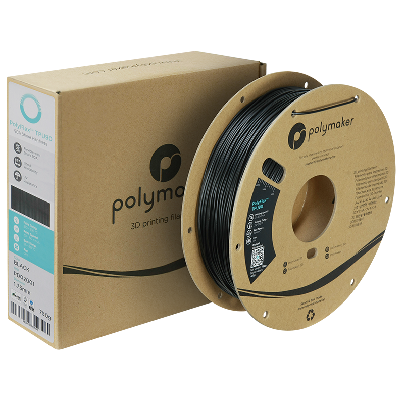 PolyFlex TPU-90A (1.75mm, 750g) - Black - 2