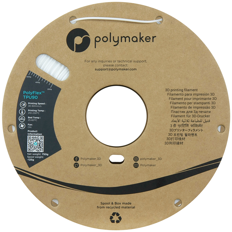 PolyFlex TPU-90A (1.75mm, 750g) - White