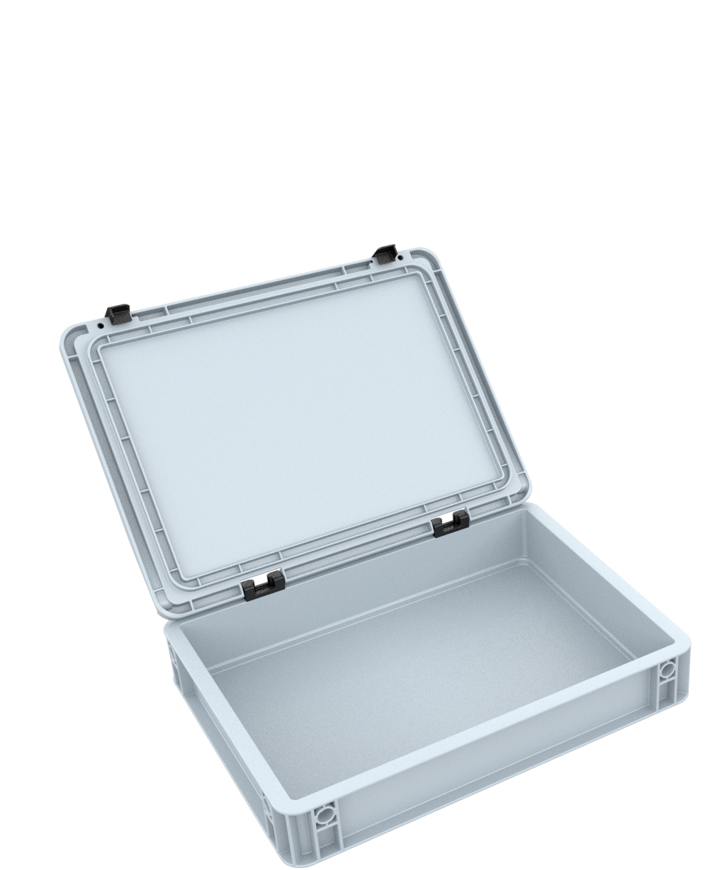 Eurocontainer 400x300x90mm, med lock, utan inrede