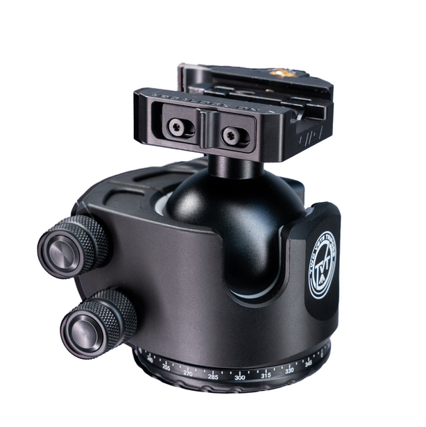 Two Vets Tripod 55MM Dual Tension Ballhead W/ Arcalock Dual Clamp (Arca Swiss and Picatinny)