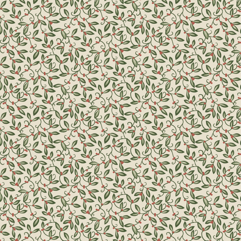 Tyg Mistletoe cream William Morris & Co, metervara från Free Spirit