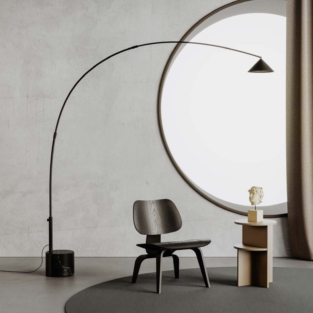 Golvlampa Hinoo - svart marmor/svart