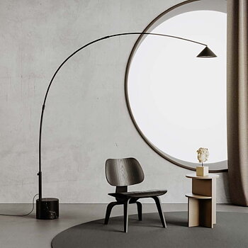 Golvlampa Hinoo - svart marmor/svart