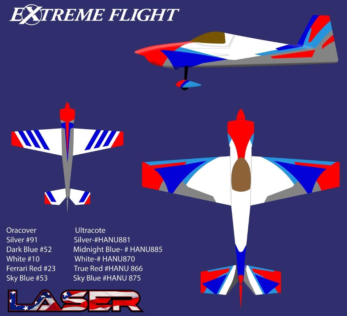 Extreme Flight Laser 104tum/2.6M 120-123cc gas V2 Blue/Red/White - 4