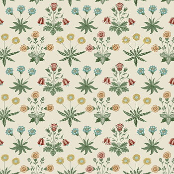 Tyg Daisy multi William Morris & Co, metervara från Free Spirit