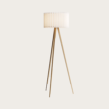 Golvlampa Dira pine/Vit vecklad skärm
