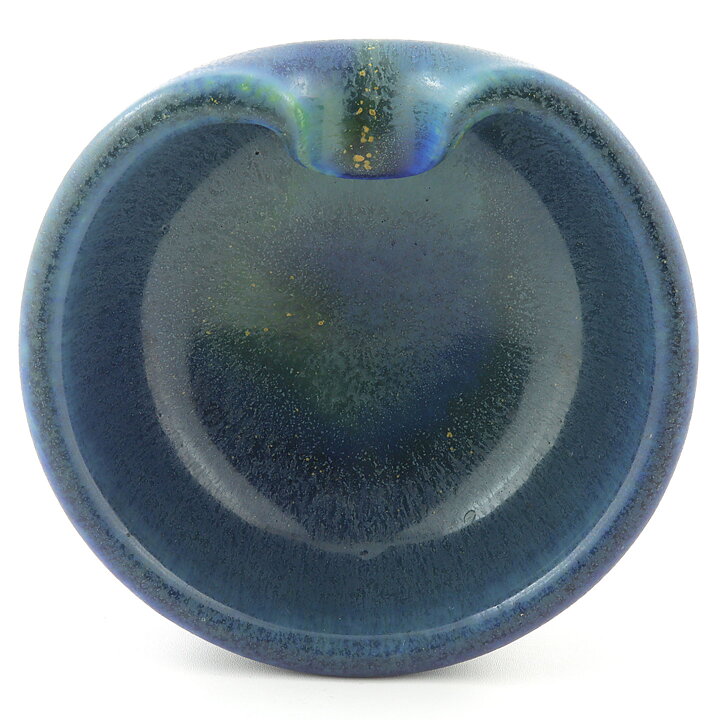 Gertrud Lönegren (1940s) Blue Sturdy Bowl with Pressed Side 13 cm