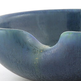 Gertrud Lönegren (1940s) Blue Sturdy Bowl with Pressed Side 13 cm