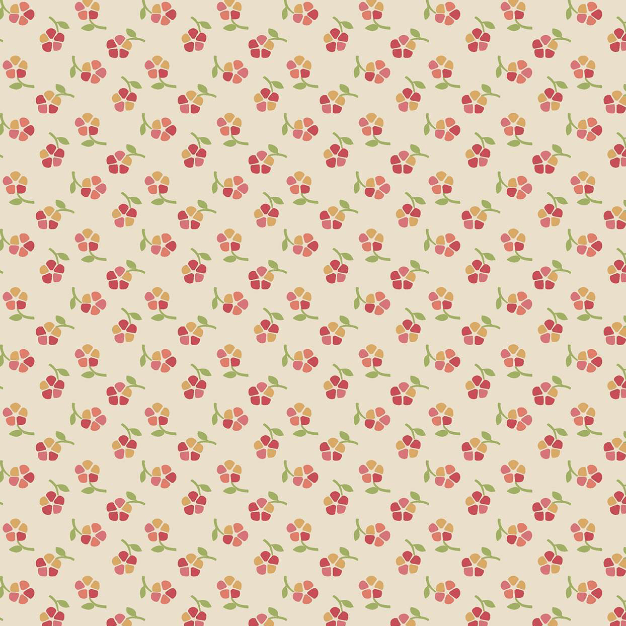 Tyg Rambling rose pinwheel on cream, Makower UK
