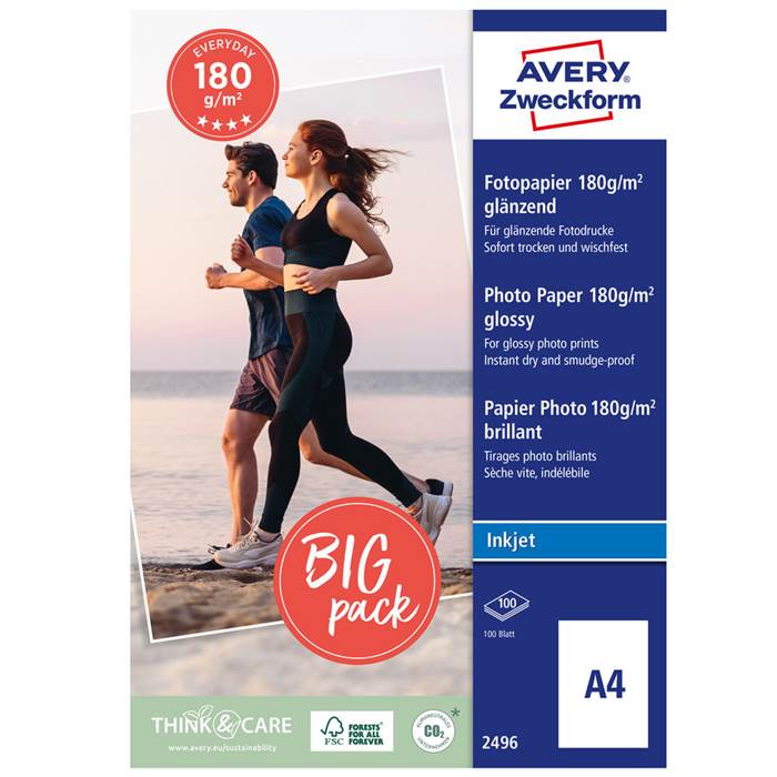 Fotopapper A4 180g glossy 100f