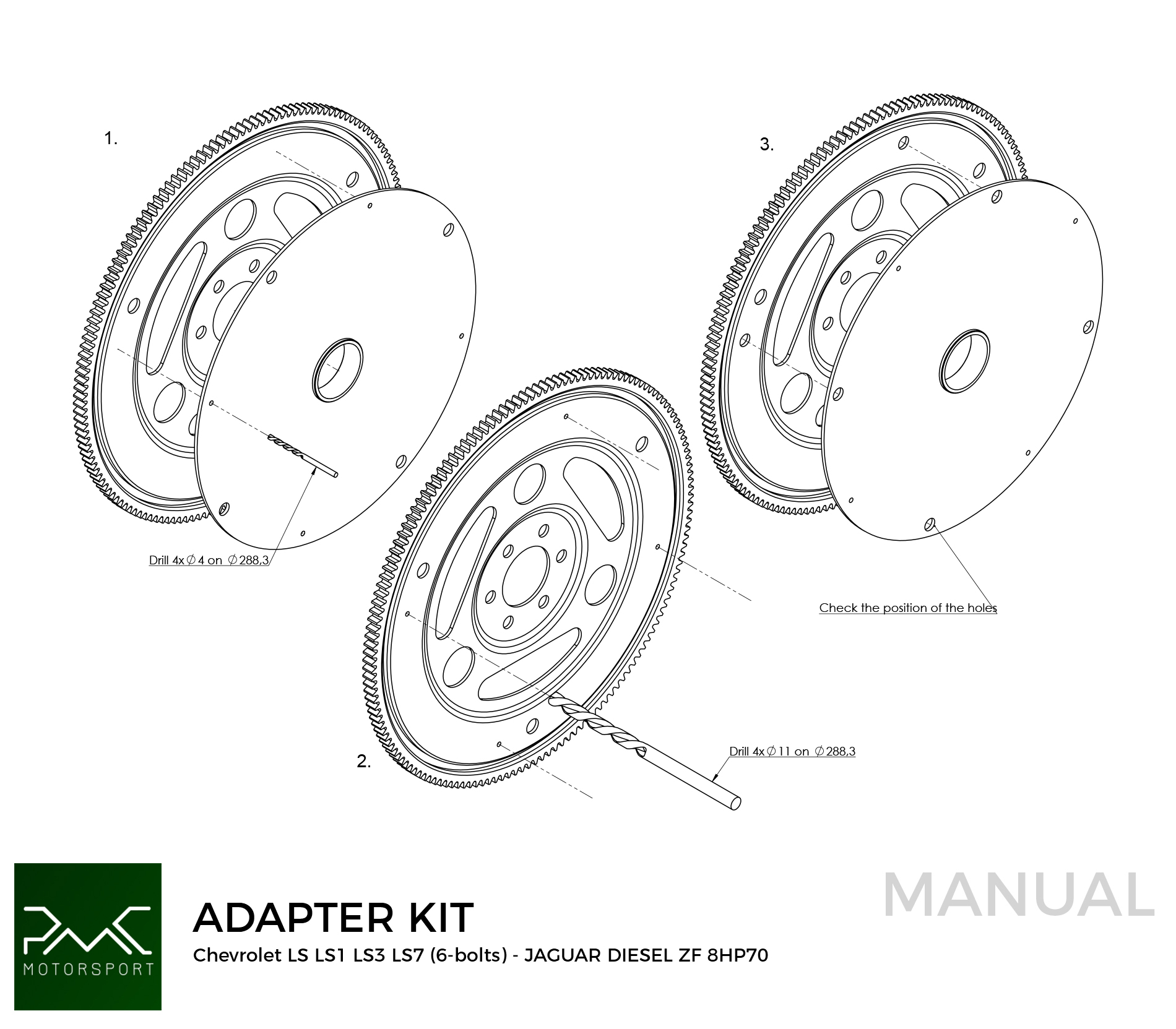 PMC Adapter Kit GM Chevrolet LS - Jaguar Diesel ZF 8HP 8HP70 - 3