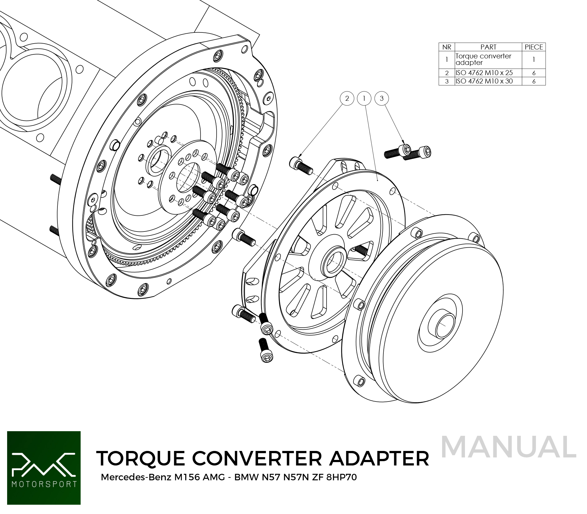 PMC Adapter Kit Mercedes-Benz V8 M113K - BMW N57N N57 ZF 8HP 8HP70 - 2