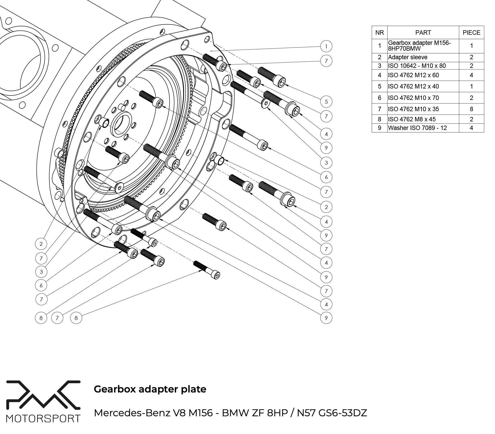 PMC Adapter Kit Mercedes-Benz V8 M113K - BMW N57N N57 ZF 8HP 8HP70 - 3
