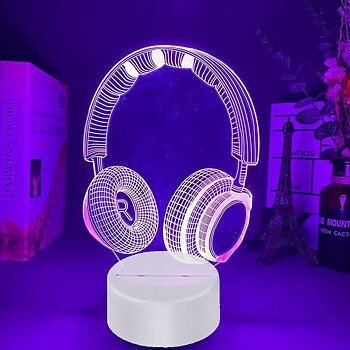 3D Lampa - Headset för Gaming - Flera färger