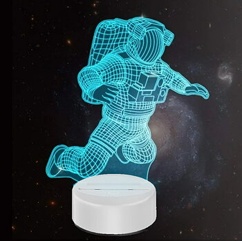 3D Lampa - Flygande Astronaut - Flera färger