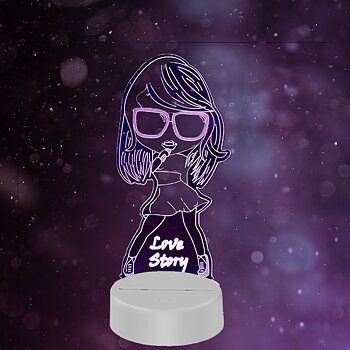 3D Lampa - Love Story Tjej - Flera färger