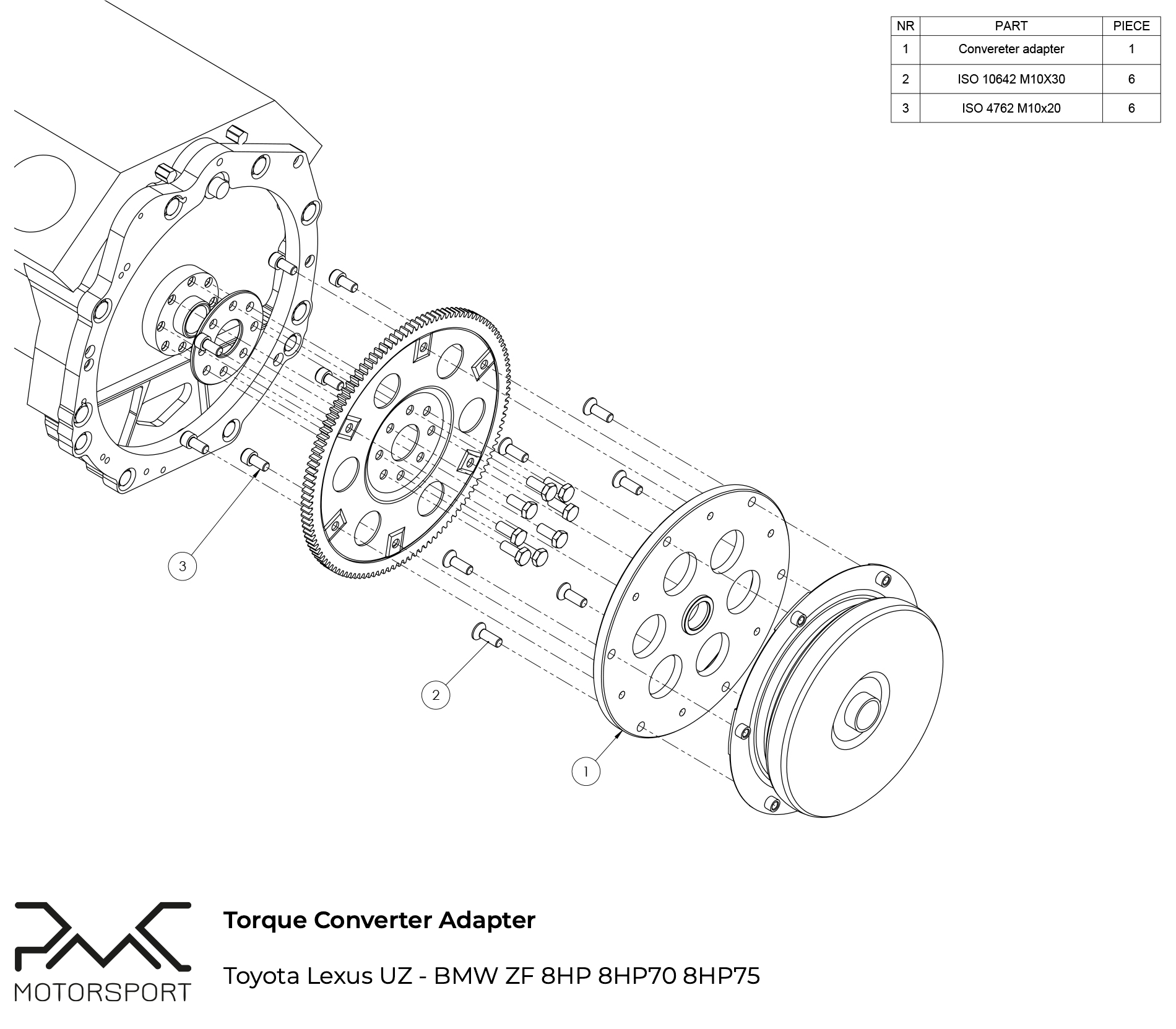 PMC Adapter Kit Toyota UZ - BMW ZF 8HP 8HP75 8HP70 - 2