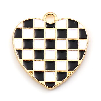Berlock -  Emaljerat Hjärta, Chess Svart & vit