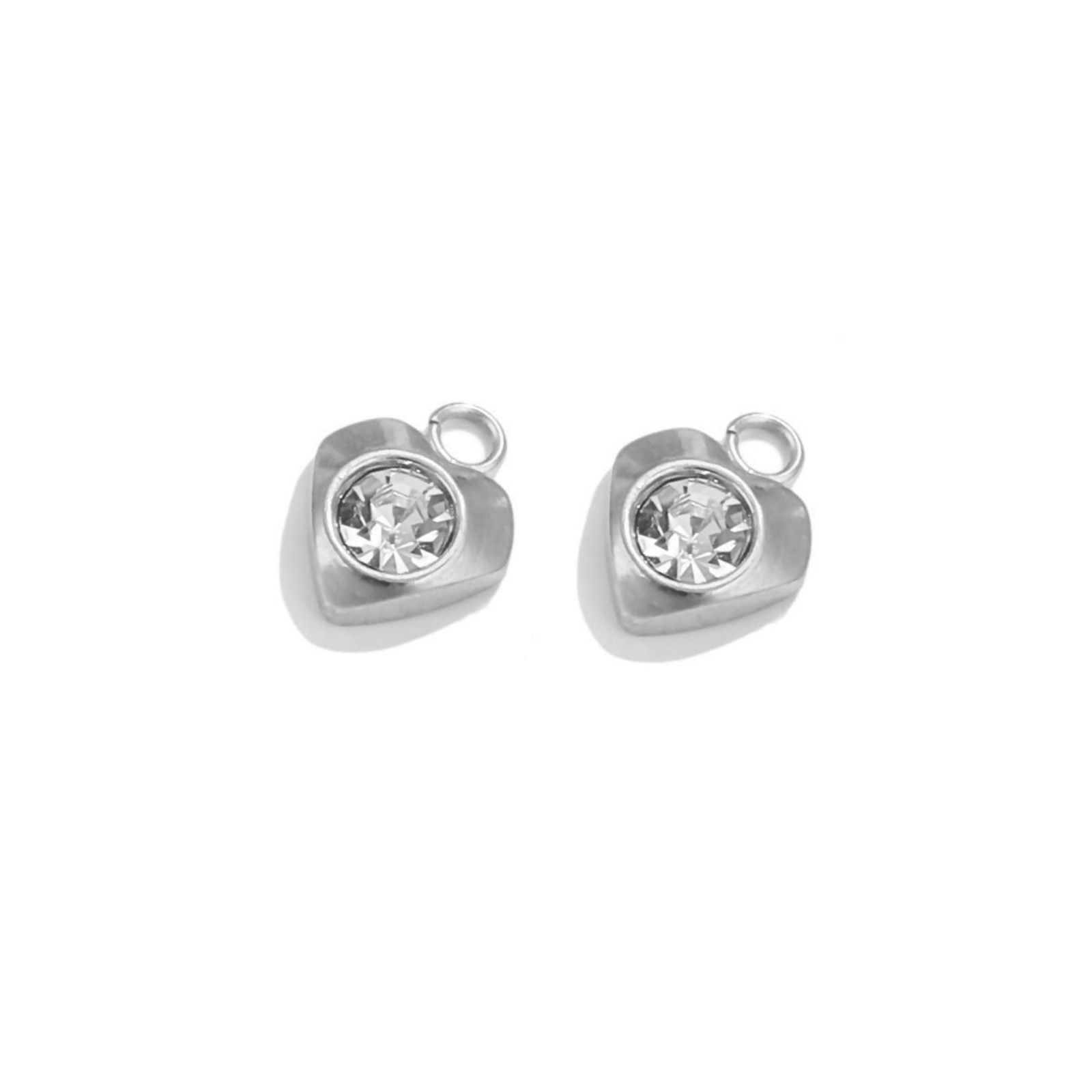 Charm  Heart w rhinestone, stainless steel