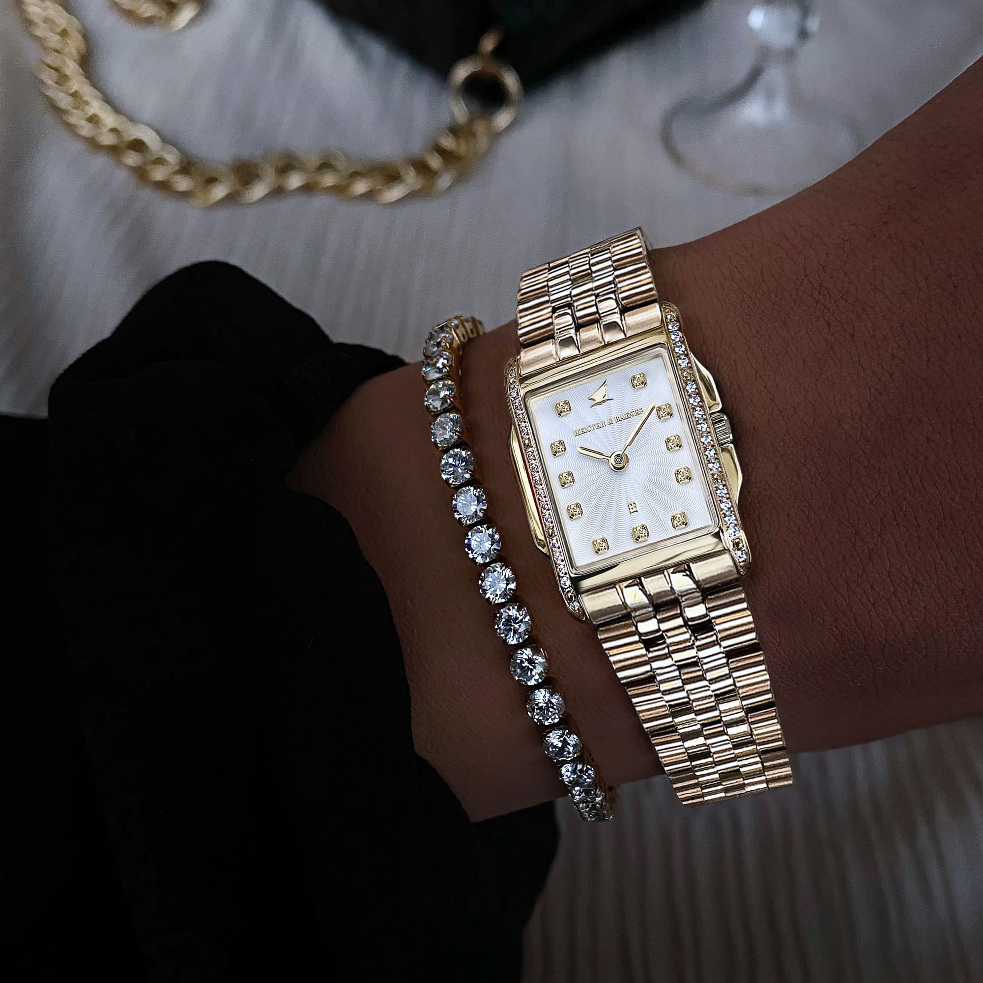 H&B Tempales Pavé, Gold & White - 9