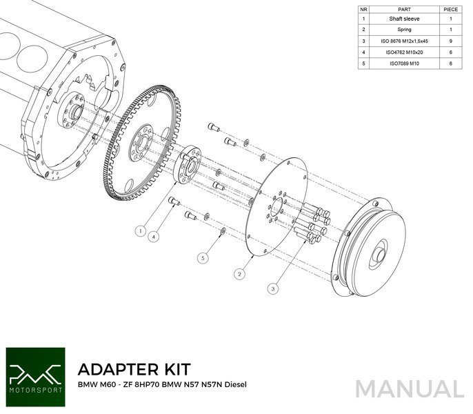 PMC Adapter kit BMW V8 M62 - BMW ZF 8HP 8HP75 8HP70 - 3