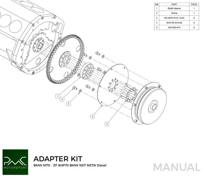PMC Adapter Kit BMW V12 M70 - BMW ZF 8HP 8HP75 8HP70 - 3