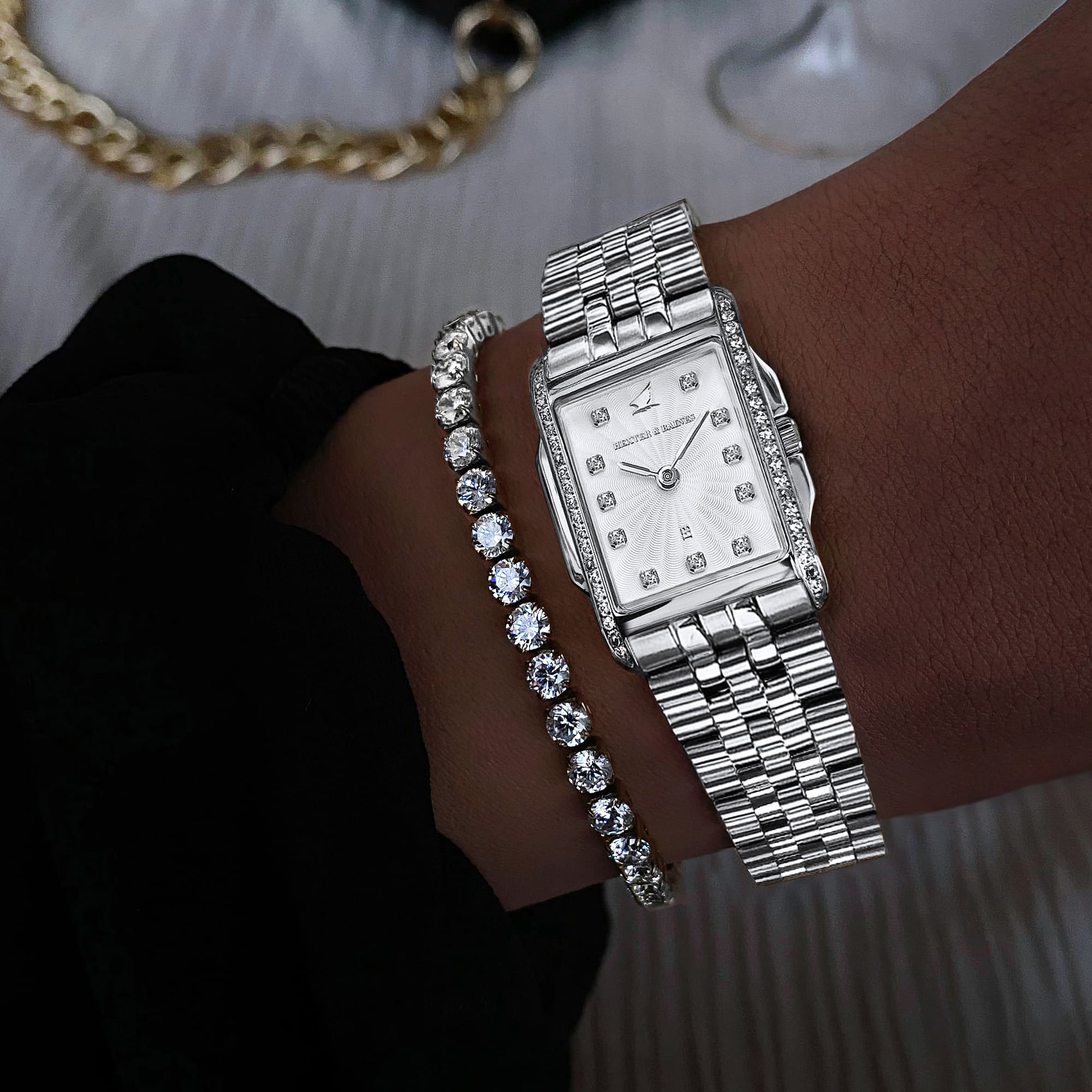 H&B Tempales Pavé, Silver & White - 9