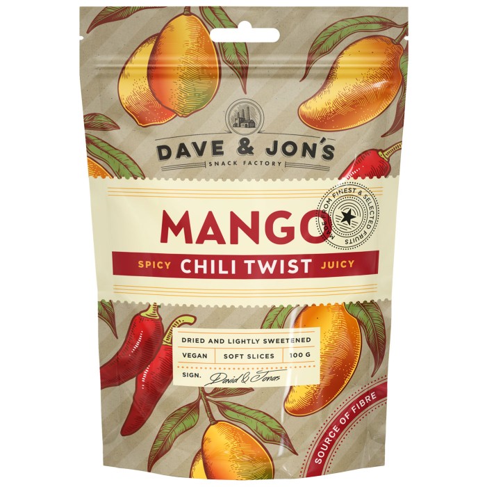 Dave & Jon's Torkad Mango med Chili Twist 100g