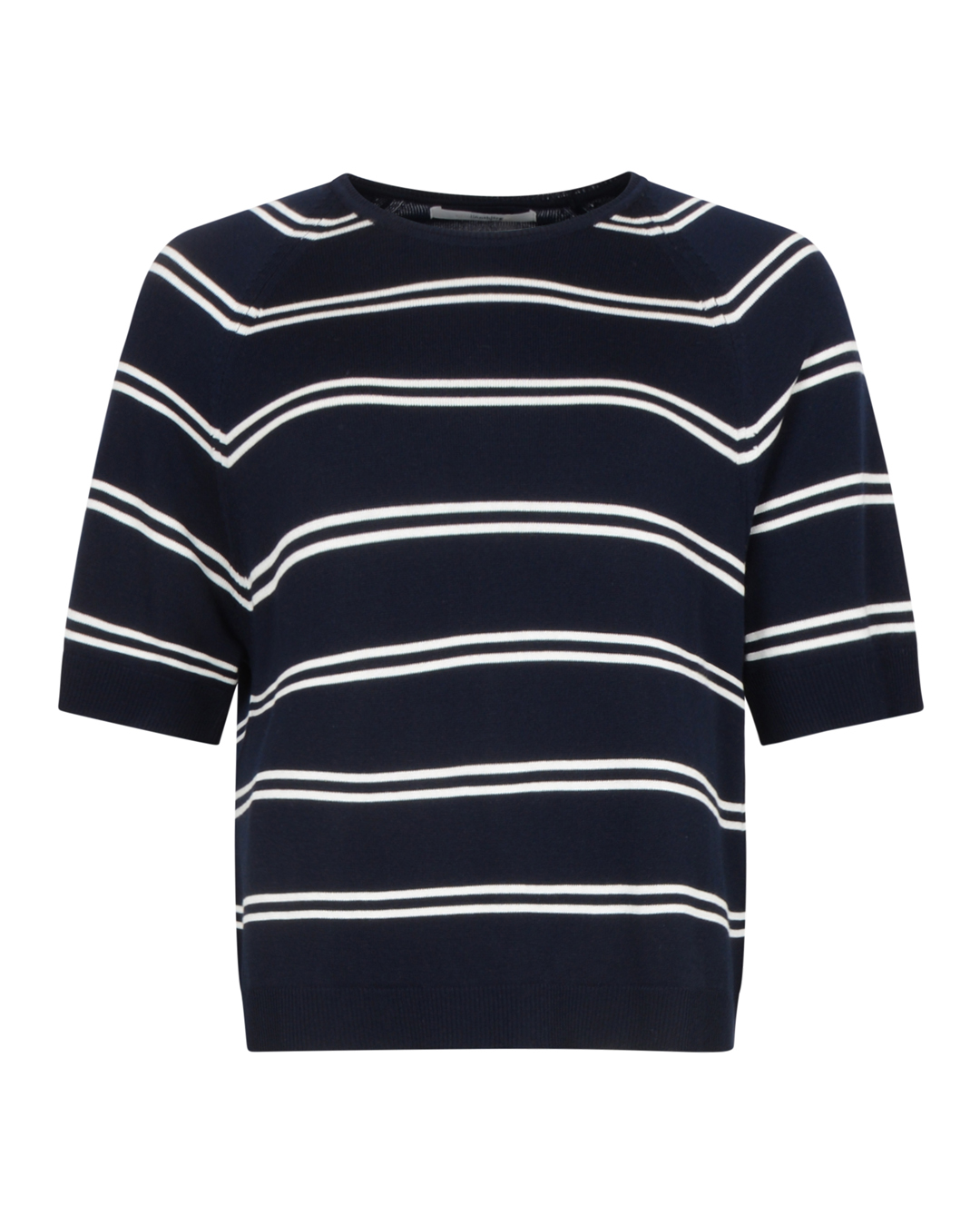 Stickad jumper Shiloh randig marinblå/offwhite