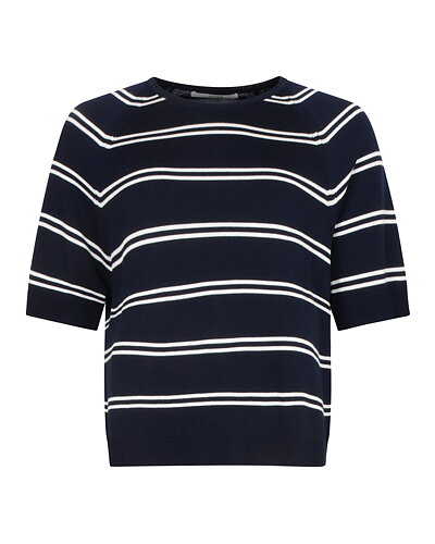 Stickad jumper Shiloh randig marinblå/offwhite