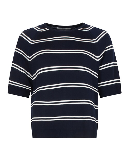 Stickad jumper Shiloh randig marinblå/offwhite