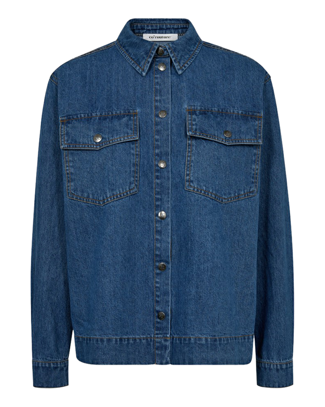Jeansskjorta Delina fickor fram mörk denim