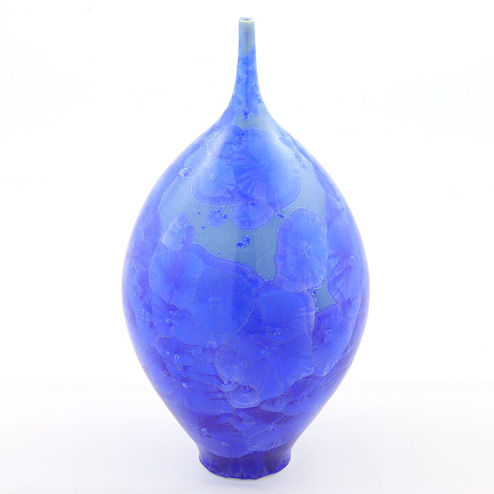 Isak Isaksson (2000s) Unique Vase with Blue Crystalline Glaze 21 cm