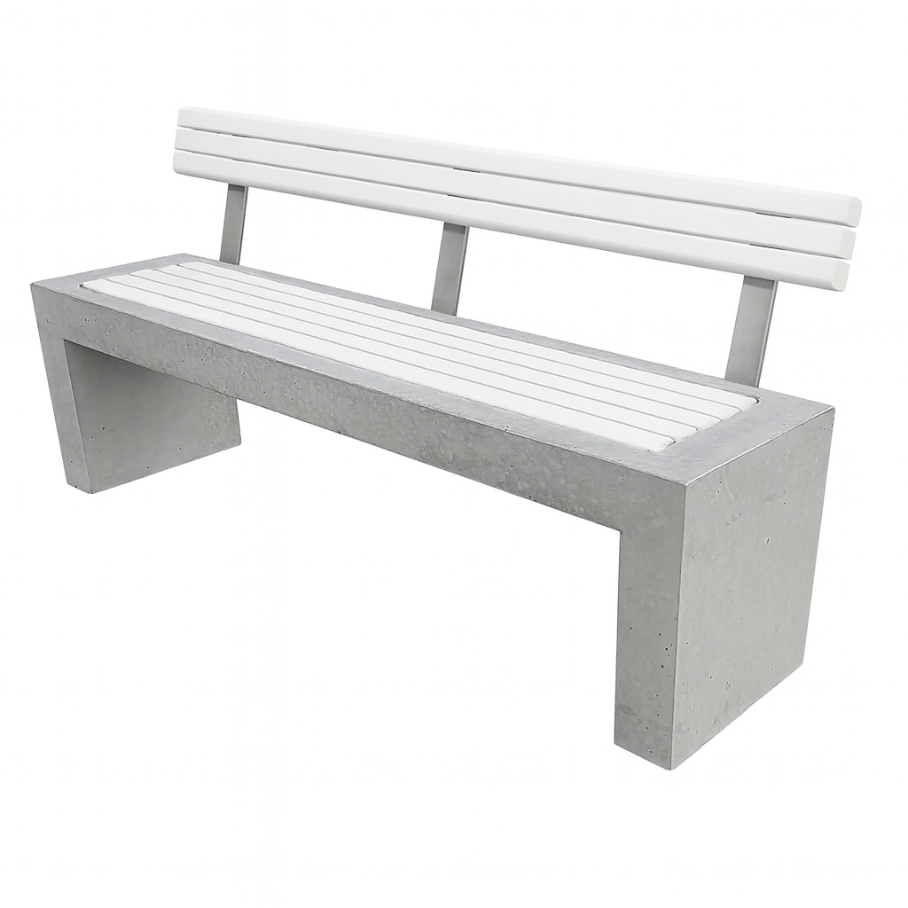 Parksoffa - Betongbänk Ryggstöd Tjock Hortensia 160x40x45cm - 3