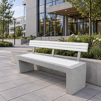 Parksoffa - Betongbänk Ryggstöd Tjock Hortensia 160x40x45cm