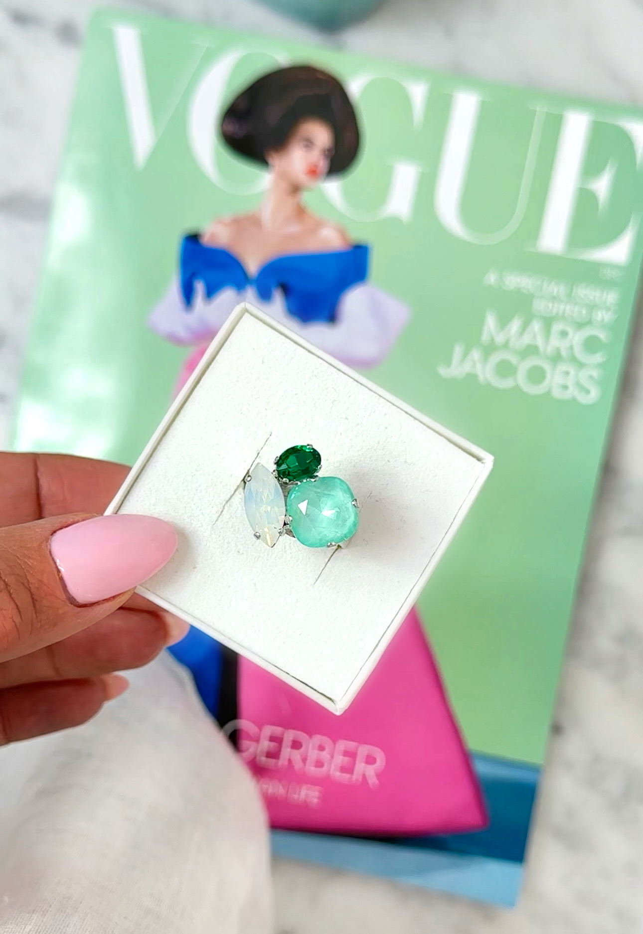 Ring Cruz Mint Green combo Silver