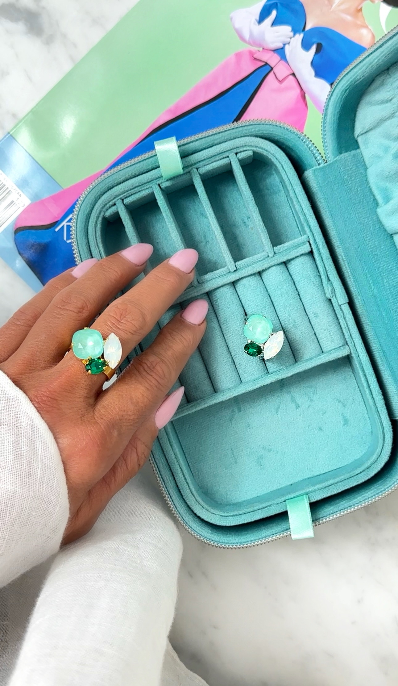 Ring Cruz Mint Green combo Silver - 2