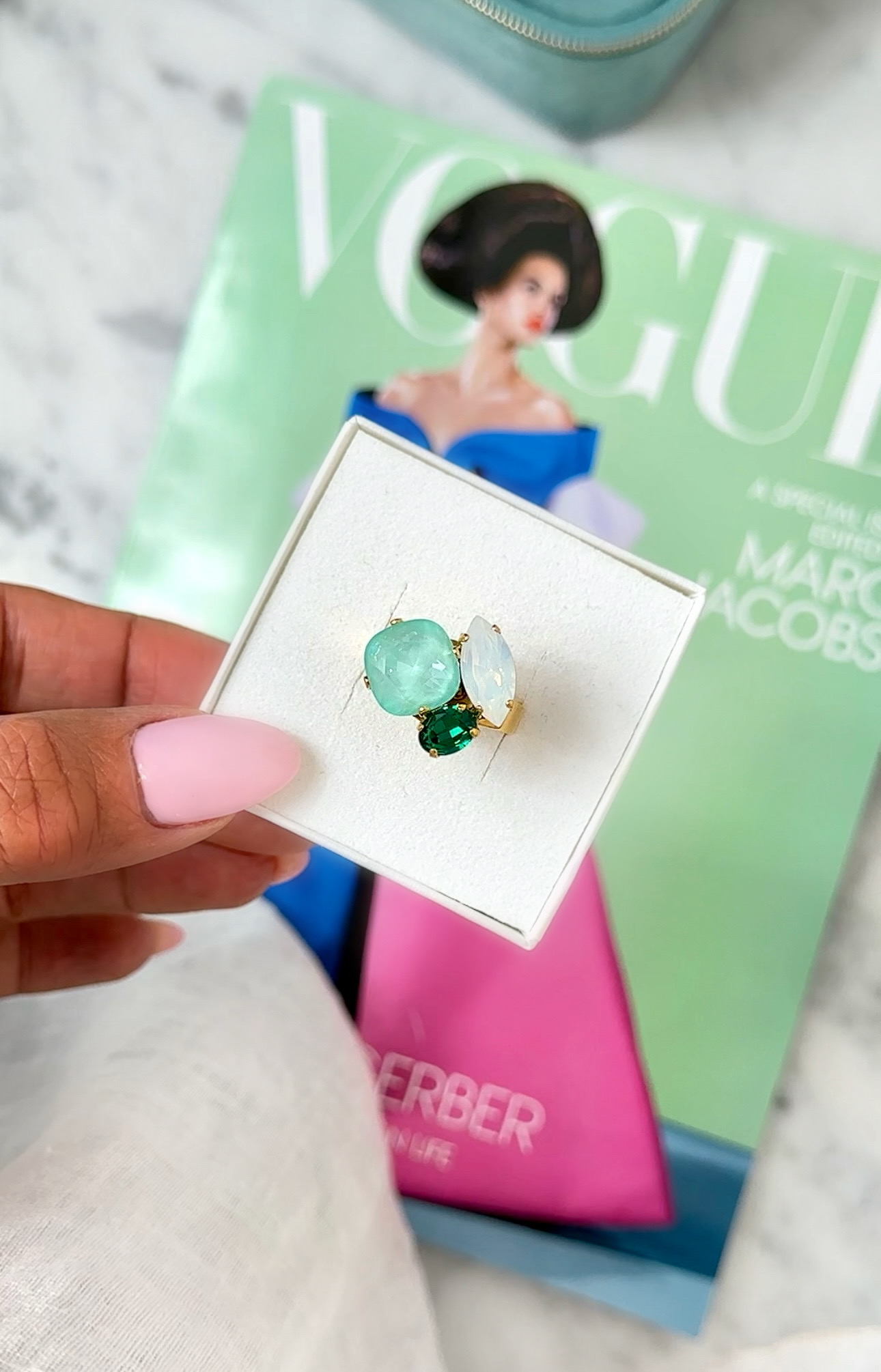 Ring Cruz Mint Green combo Gold