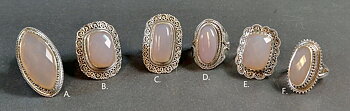 Filigran Ring Silver - Rosenkvarts Cabochon - 6 sorter